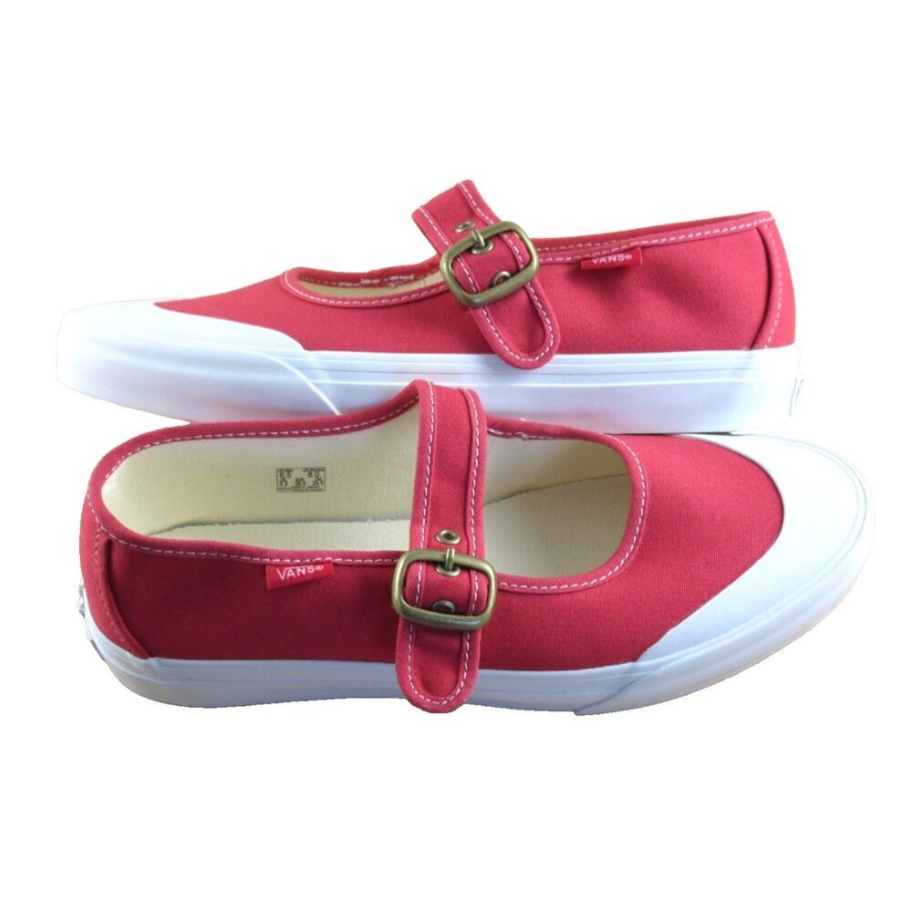 Vans Women's Mary Jane Canvas Tomato Red adjustable Sneakers Sizes NIB